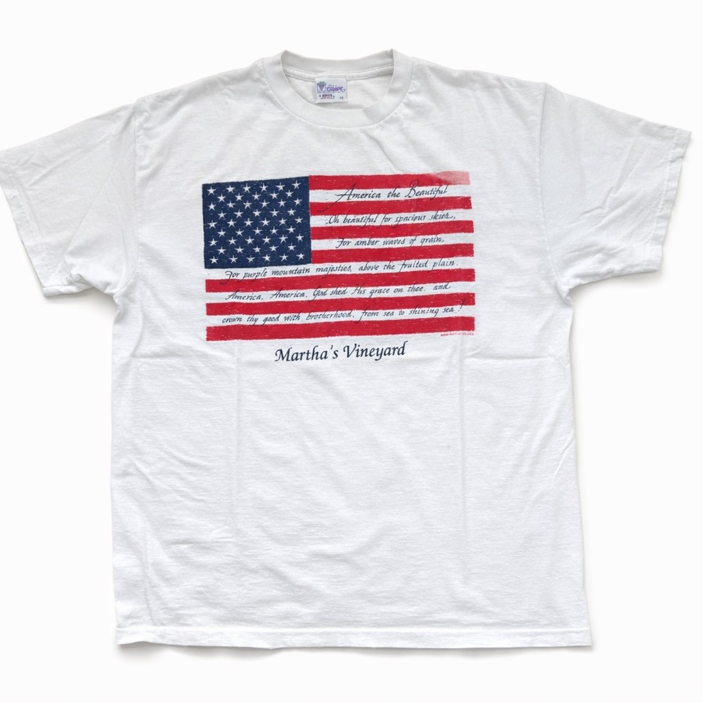 Vintage 1995 Martha’s Vineyard America The Beautiful T Shirt XL USA Made Anvil